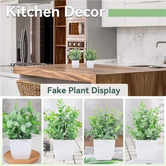 4 Packs Fake Plants Mini Artificial Greenery Potted Plants for Home Decor Indoor - Picture 3 of 6